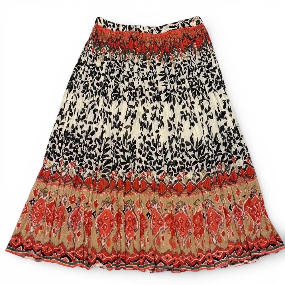 Vintage Le Mieux Studio Crinkle Cotton Maxi Skirt Boho Broomstick Waist 28"-36"